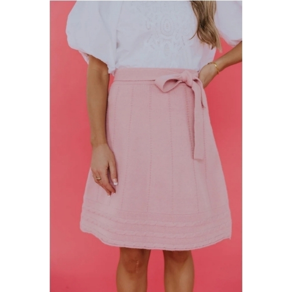 Roolee Pink Knit Belted Mini Skirt NWT - Picture 2 of 9